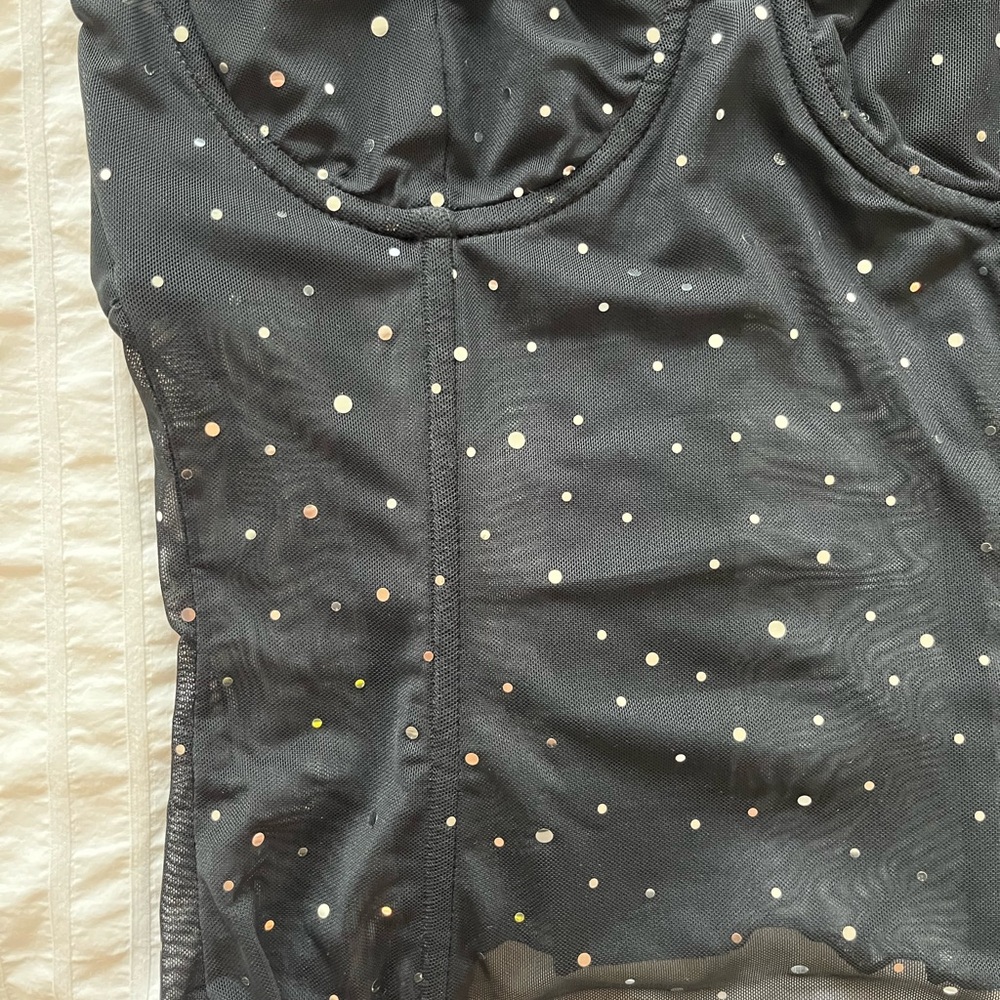 Princess Polly Black Polka Dot Mesh Bustier Cami - Picture 3 of 10
